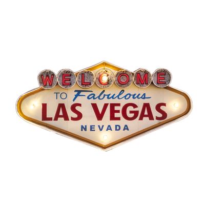 Bey Berk "Welcome to Las Vegas" Marquee Sign Wall Decor in Multi 19.5 x 1.75 x