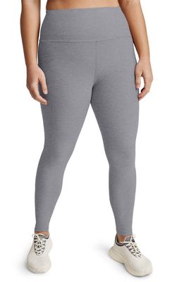 Beyond Yoga Caught in the Midi High Waist Leggings in Cloud Gray Heather 