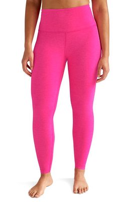Beyond Yoga Caught in the Midi High Waist Leggings in Pink Punch Heather