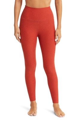 Beyond Yoga Caught in the Midi High Waist Leggings in Red Sand Heather