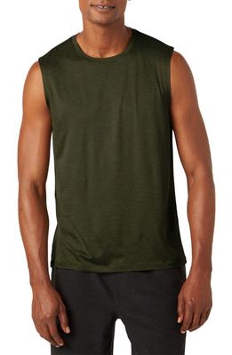 Beyond Yoga Featherweight Freeflo Muscle Tank in Beyond Olive Heather
