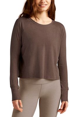 Beyond Yoga Featherweight Long Sleeve T-Shirt in Truffle Heather