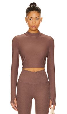 Beyond Yoga Featherweight Moving On Cropped Top in Brown