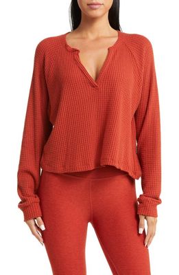 Beyond Yoga Free Style Waffle Knit Pullover in Red Sand