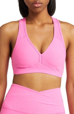 Beyond Yoga Lift Your Spirits Sports Bra in Pink Hype Heather