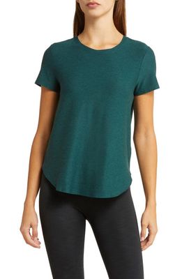 Beyond Yoga On the Down Low T-Shirt in Midnight Green Heather