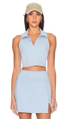 Beyond Yoga Prep Cropped Tank in Baby Blue