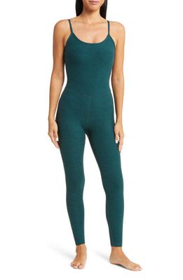 Beyond Yoga Uplevel Space Dye Midi Jumpsuit in Midnight Green Heather