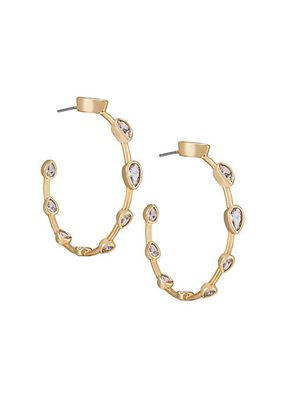 Bezel 18K Gol-Plated & Cubic Zirconia Hoop Earrings
