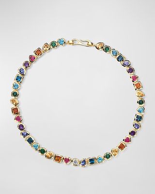 Bezel-Set Sapphire and Diamond 18K Gold Necklace