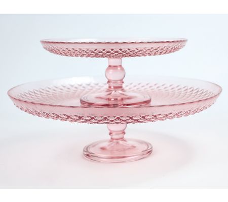 BFF Collection 8" & 12" Diamond-Cut Glass Cake Stands