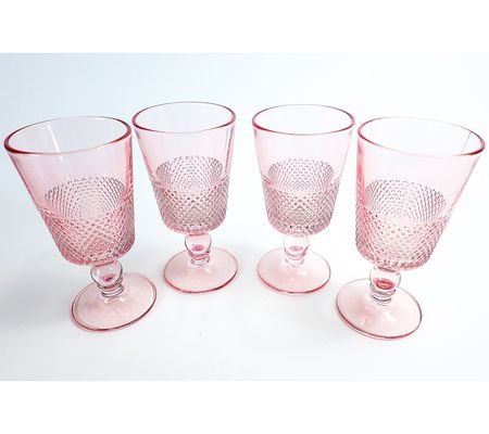 BFF Collection Set of 4 Diamond-Cut Glass Goblets