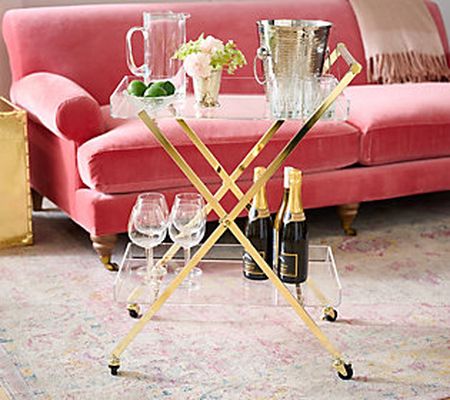 BFF Collection Two Tier Foldable Acrylic Bar Cart