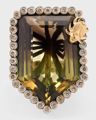 Bi-Color Phantom Quartz and Champagne Diamond Statement Ring