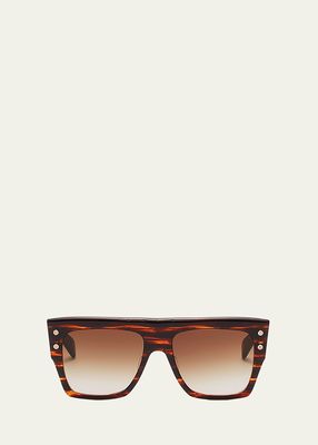 BI Flat-Top Acetate & Titanium Square Sunglasses