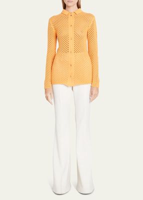 Bia Button-Down Open-Knit Top