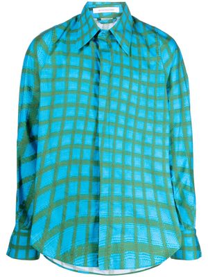 Bianca Saunders abstract-print cotton shirt - Blue