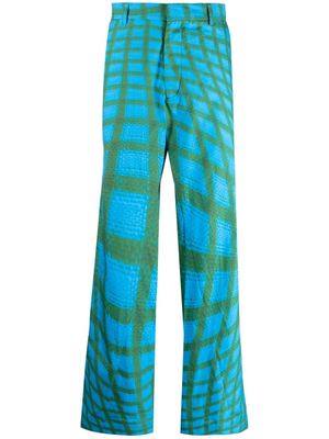Bianca Saunders abstract-print straight-leg trousers - Blue