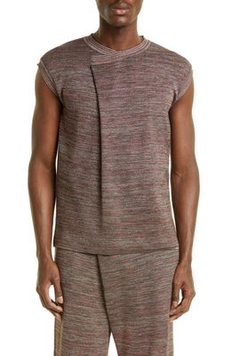 Bianca Saunders Ace Foldover Sleeveless Sweater in Grey/Silver/Gradient Red