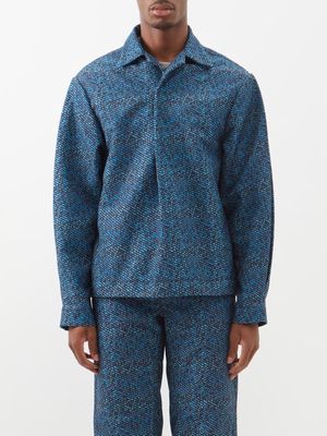 Bianca Saunders - Cena Technical-twill Shirt - Mens - Blue Multi