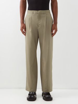 Bianca Saunders - Macho Pleated-front Wool Trousers - Mens - Khaki Green