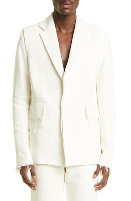 Bianca Saunders Marble Single Breasted Sport Coat in Ivory