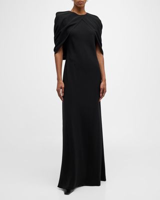 Bias-Cut A-Line Shawl Gown