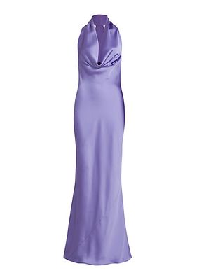 Bias-Cut Satin Halter Gown