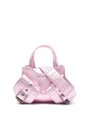 BIASIA metallic logo-debossed leather tote bag - Pink