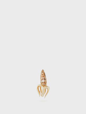 Bibi Van Der Velden - Banana Mini Diamond & 18kt Gold Stud Earring - Womens - Gold