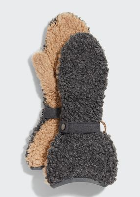 Bicolor Cashmere Mittens with Monili Detail