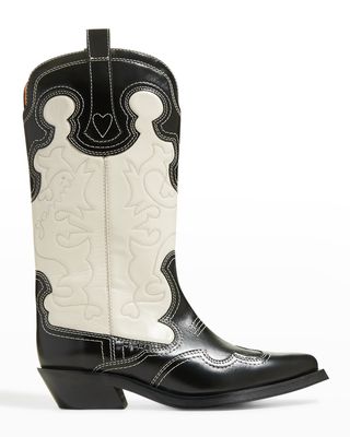 Bicolor Embroidered Western Boots