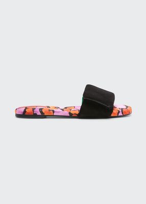 Bicolor Flat Slide Sandals