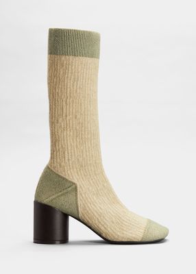 Bicolor Knit Pull-On Boots