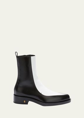 Bicolor Leather Ankle Boots