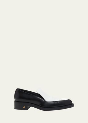 Bicolor Leather Slip-On Loafers