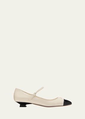 Bicolor Patent Mary Jane Ballerina Pumps