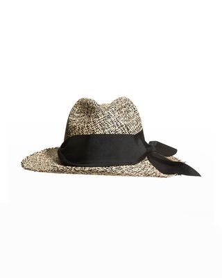 Bicolor Ribbon Straw Panama Hat