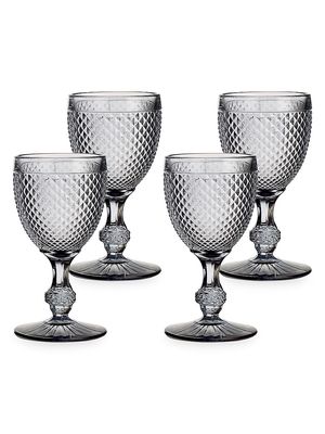 Bicos 4-Piece Glass Water Goblet Set - Grey - Grey
