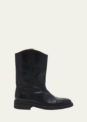 Biker Leather Ankle Boots