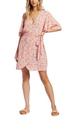 Billabong All For You Floral Wrap Dress in Soft N Peachy