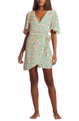Billabong All For You Floral Wrap Dress in Spearmint