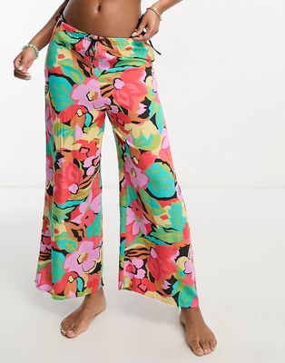 Billabong Beach Spirit high waist beach pants in floral tropical print-Multi
