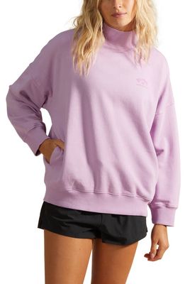 Billabong Canyon Garment Dyed Mock Neck Sweatshirt in Lavender Field