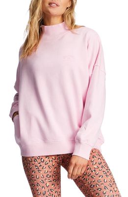 Billabong Canyon Garment Dyed Mock Neck Sweatshirt in Pink Trails