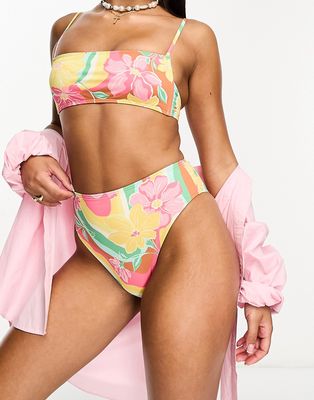 Billabong Chasin Sunbeams high rise bikini bottom in multi print