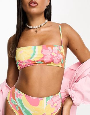 Billabong Chasin' Sunbeams square crop bikini top in multi print