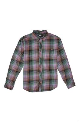 Billabong Coastline Plaid Cotton Flannel Button-Up Shirt in Dusty Grape
