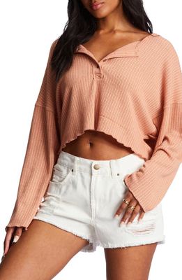 Billabong Come Again Crop Henley in Washed Brick