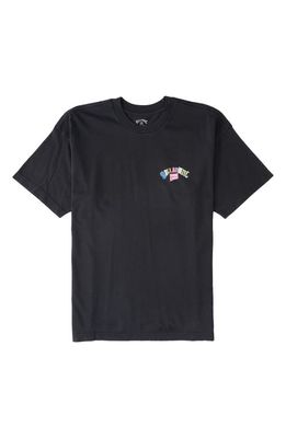 Billabong Cotton Graphic Logo Tee in Washed Black